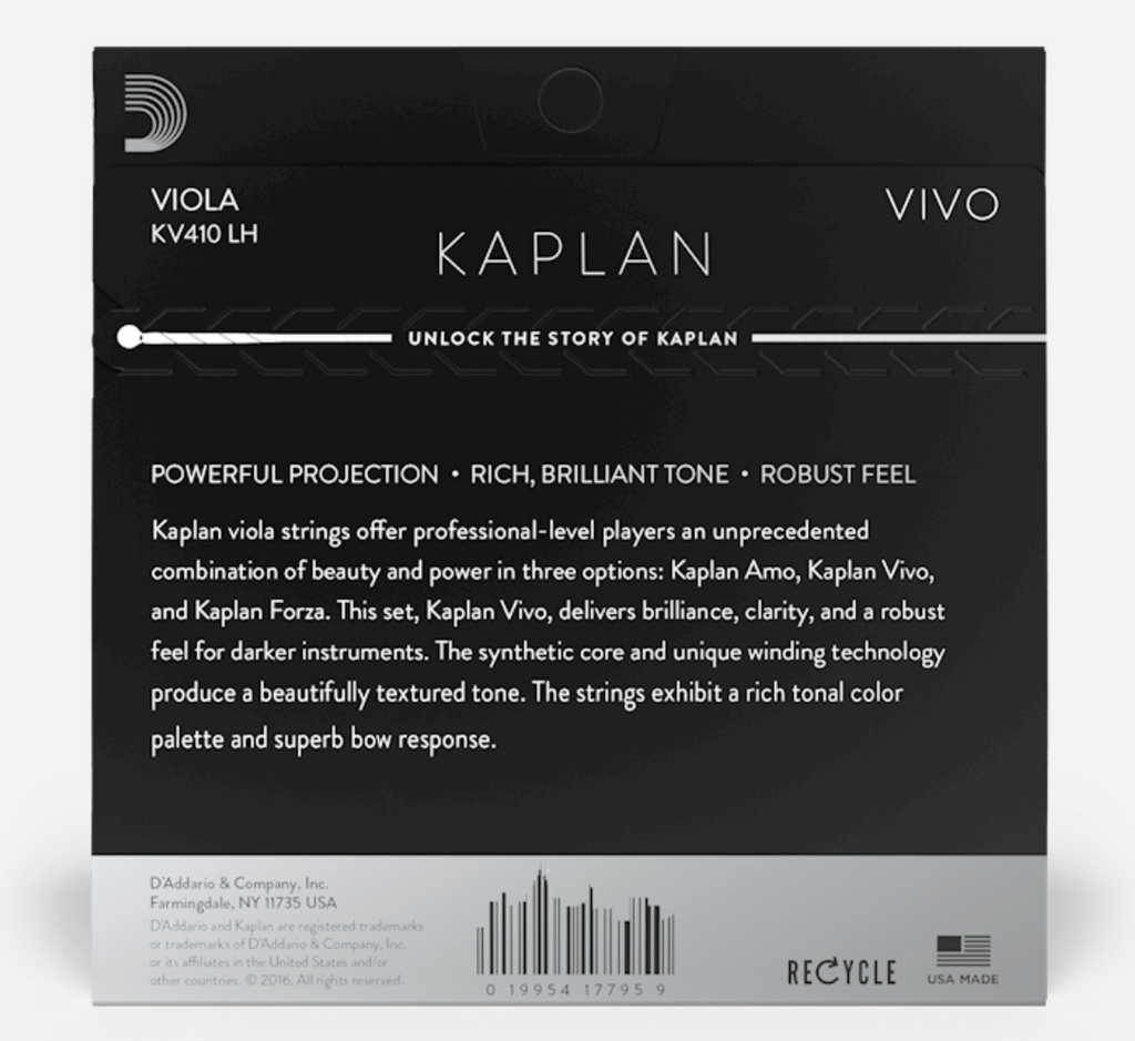 Kaplan VIVO 中提琴弦 - 中張力 - 長弦