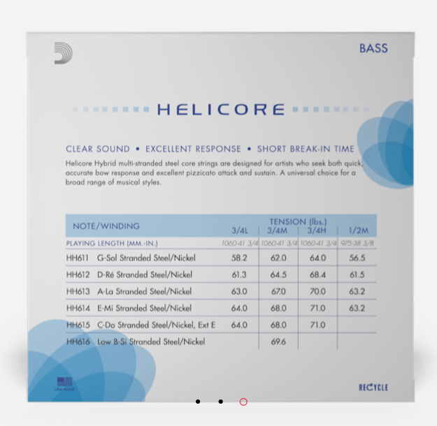 Helicore Hybrid 貝斯弦 3/4 低張力